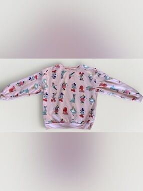 Disney 100 Pink All-Over Character Sweatshirt Youth XL (15-17)